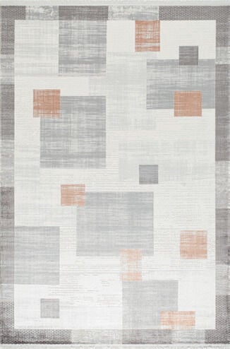 ESİLA HALI B971D Modern Zarif Geometrik Desenli Gri Terra Renginde Halı Oturma Odası Salon Yatak Odası Mutfak Koridor Halısı