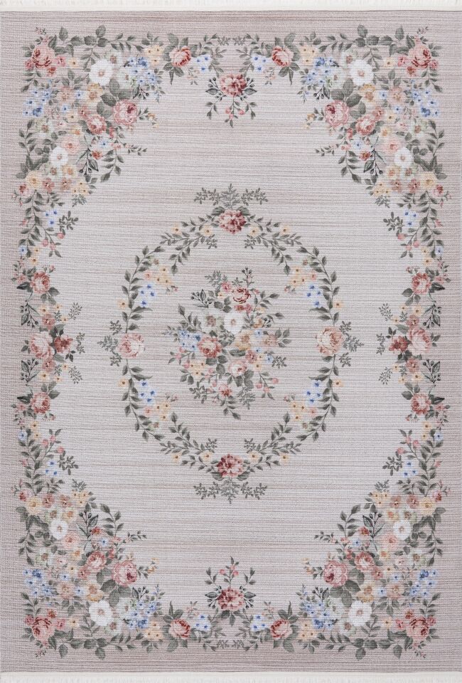 TWİST HALI PS1234V1 Çiçek Desenli Vintage Romantik Dekorasyon Stilli Halı Oturma Odası Salon Yatak Odası Mutfak Koridor Halısı