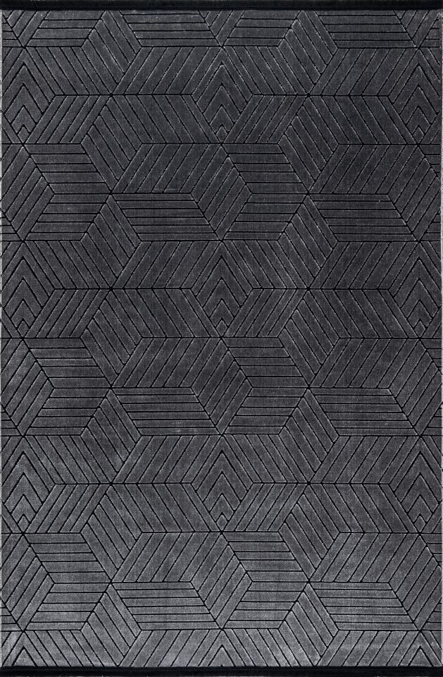 CAPRİS HALI 6244 Modern Dokulu Geometrik Desenli Antrasit Gri Halı Oturma Odası Salon Halısı