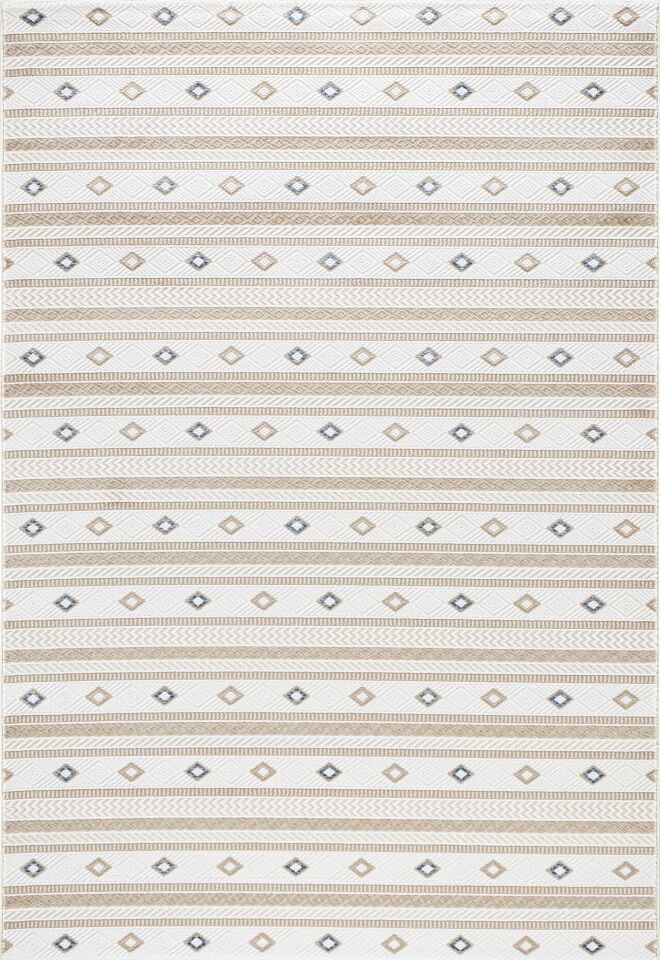 TALYA HALI 46339A Modern Geometrik Desenli Krem Lacivert Dokuma Halı Oturma Odası Salon Yatak Odası Mutfak Koridor Halısı