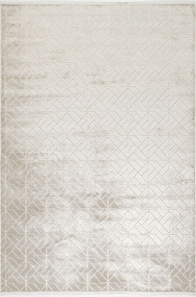 CAPRİS HALI 6256 Modern Dokulu Asimetrik Desenli Krem Renginde Halı Oturma Odası Salon Yatak Odası Mutfak Koridor Halısı