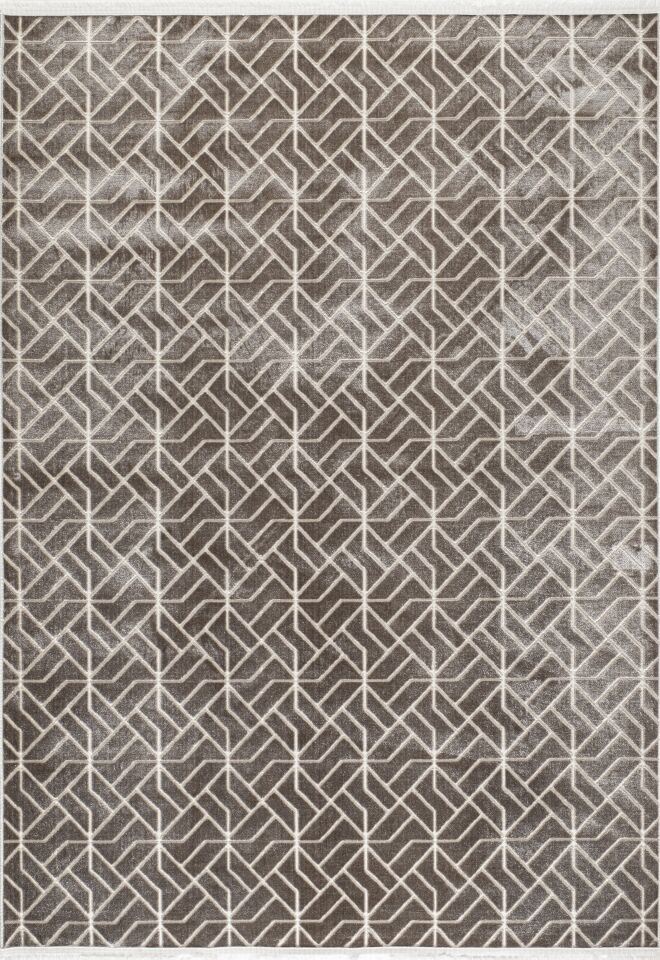 CAPRİS HALI 6256 Modern Dokulu Geometrik Desenli Vizon Renkli Halı Oturma Odası Salon Yatak Odası Mutfak Koridor Halısı