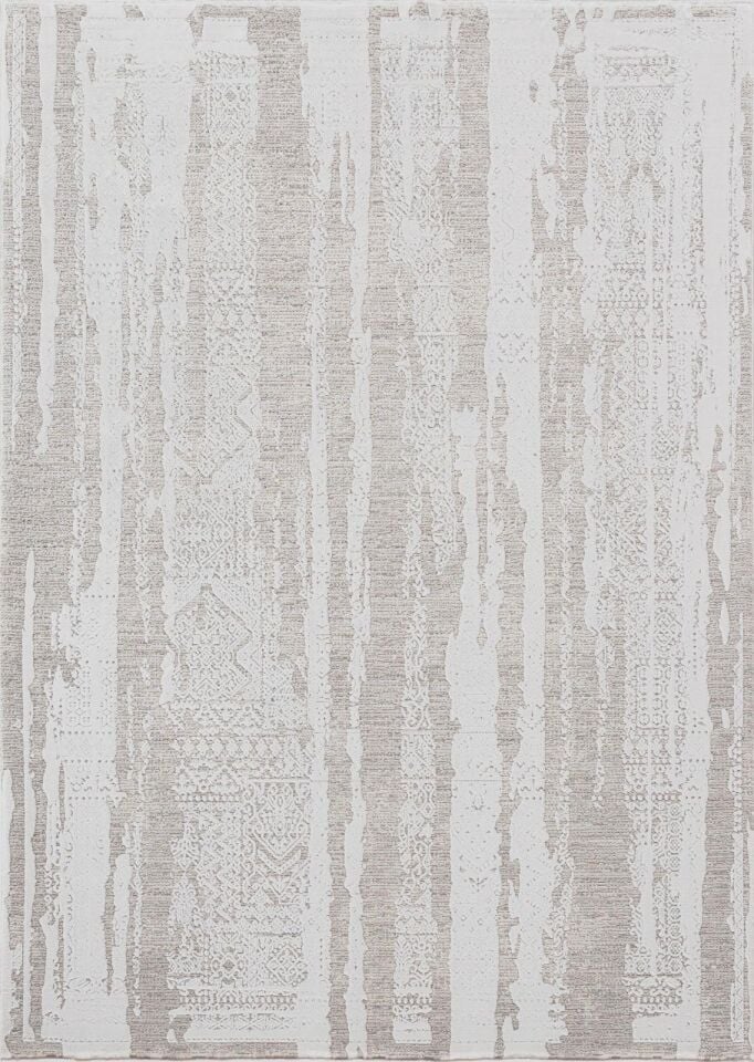 LORENZA HALI 508B Eskitme Dokulu Lüks Modern Bej Gri Halı