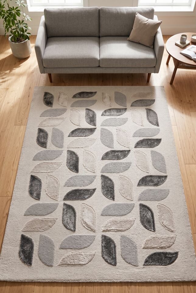 COZY HALI 3941A Cozy Shaggy Kabartmalı Yumuşak Bubble Peluş Şagi Halı Yatak Odası Oturma Odası Salon Halısı Gri Krem
