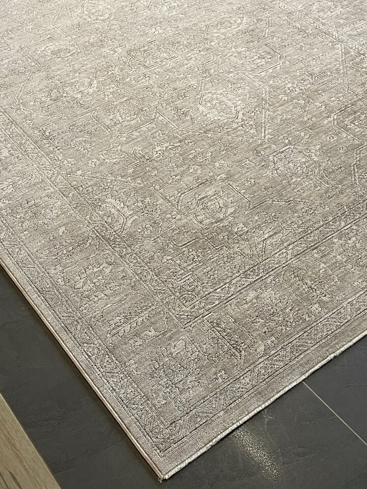 PETRA HALI A793B Modern Eskitme Desenli Krem Dokuma Halı Oturma Odası Salon Yatak Odası Mutfak Koridor Halısı Tozumaz Krem