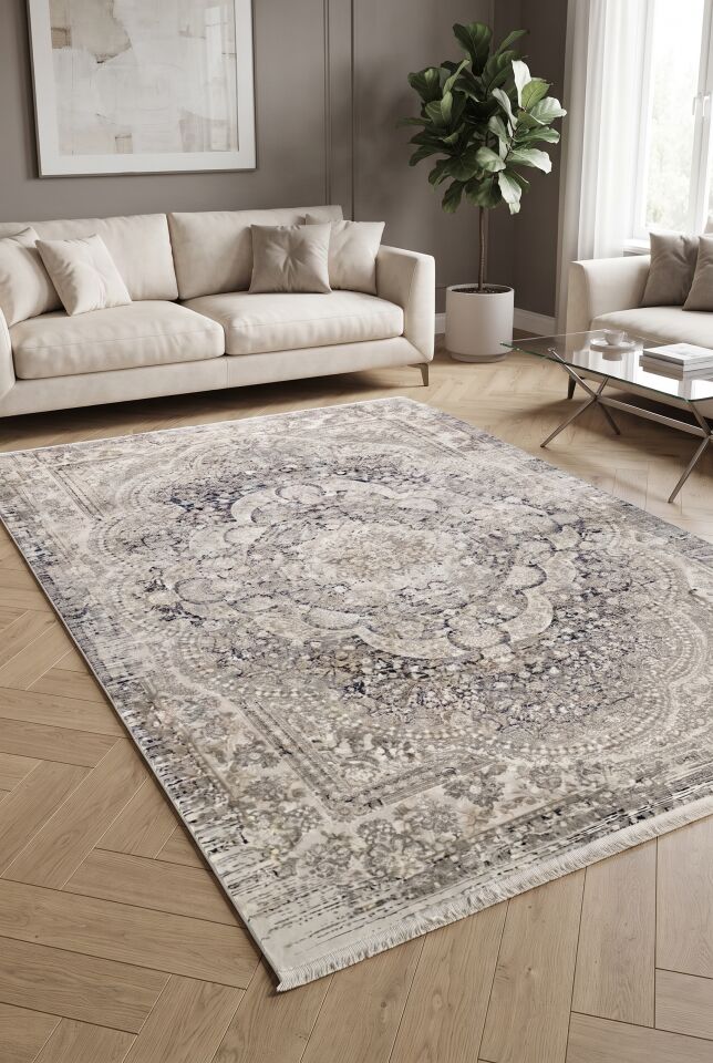 KRATOS HALI 75965-30 GRİ Modern Eşsiz Model Ve Dokulu Gri Bej Ve Vizon Tonlarında Halı Oturma Odası Salon Yatak Odası Mutfak Koridor Halısı