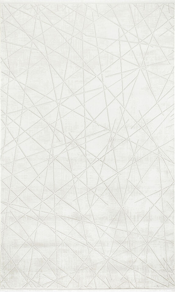 SARES HALI 6885A Modern GEometrik Desenli Beyaz Halı Oturma Odası Salon Yatak Odası Mutfak Koridor Halısı