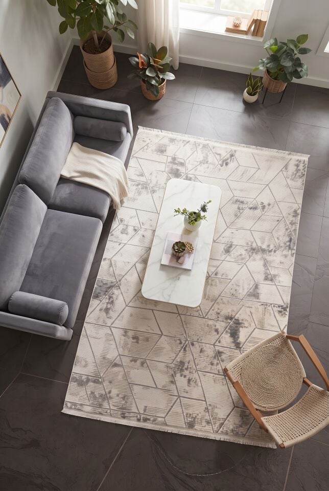 SARES HALI 6889A KREM GRİ