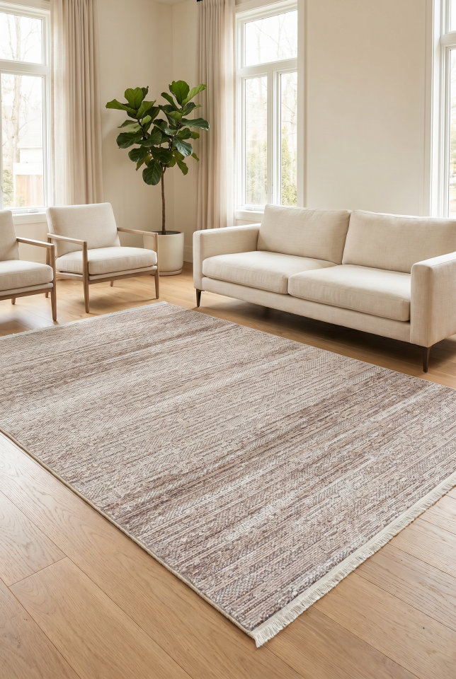 İNOVA HALI PS988V9 Soft Vizon Geçişli Minimaliz Tasarımlı Oturma Odası Salon Yatak Odası Mutfak Koridor Halısı