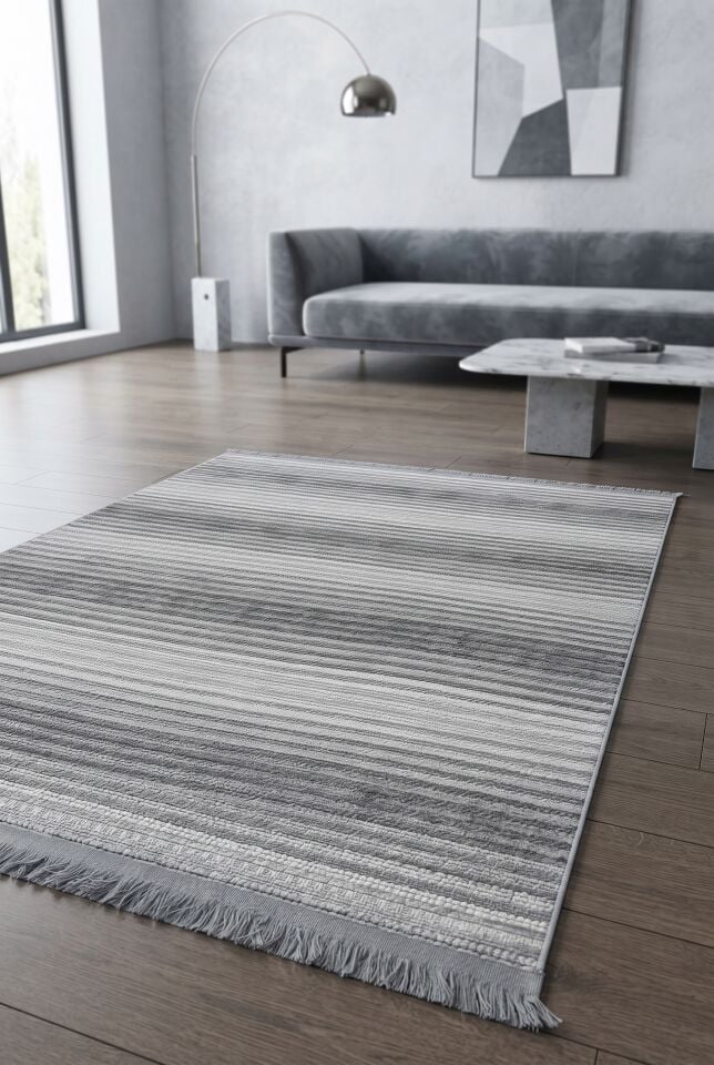 İNOVA HALI E6872 Soft Gri Geçişli Minimaliz Tasarımlı Oturma Odası Salon Yatak Odası Mutfak Koridor Halısı